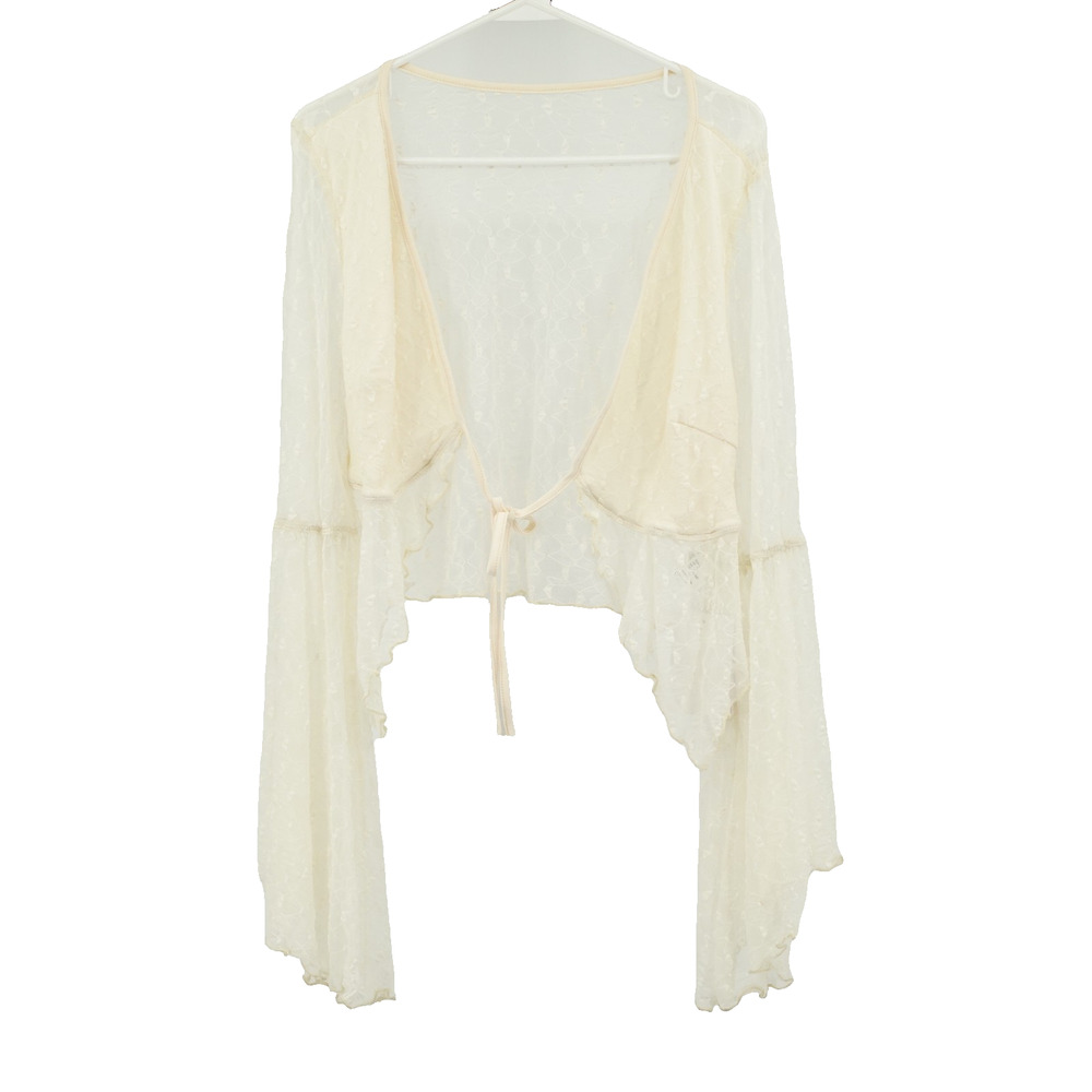 Sheer Lace Wrap Top SZ L‎ Tie Front Festival Boho Coquette Delicate Feminine NWT